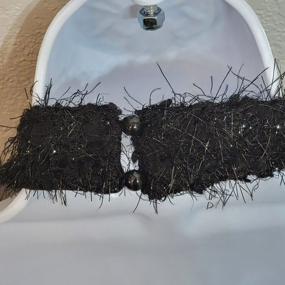 Shein Bae Women's L Black Fuzzy Mini Dress w/Halter Top and Open Back **NWT** - Picture 4 of 14